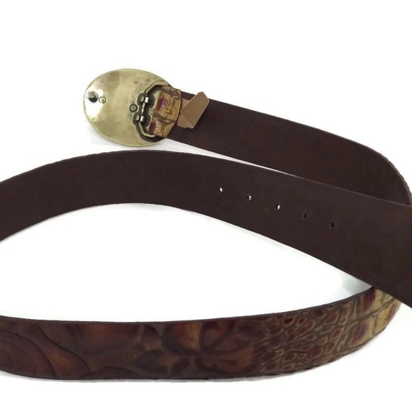 Landes Signature Vintage Tan Tooled Croc Belt M - Picture 6 of 8